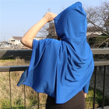 【熱中症対策】冷感ポンチョ_HRS-3328/HRS-3656(単品（ブルー）)