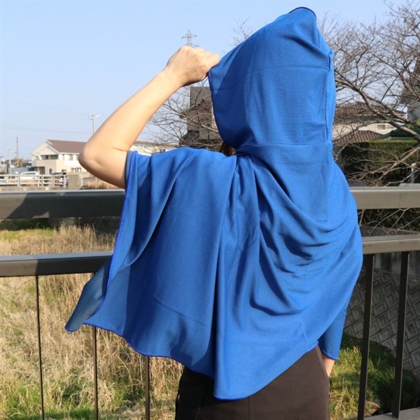 【熱中症対策】冷感ポンチョ_HRS-3328/HRS-3656(単品（ブルー）)