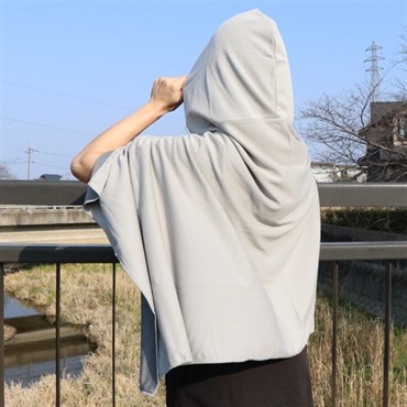 【熱中症対策】冷感ポンチョ_HRS-3328/HRS-3656(単品（グレー）)