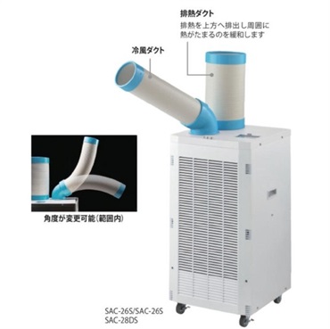 【スポットクーラー】排熱ダクト付きスポットクーラー(SAC-26　首振りなし　冷房能力(kW)(50/60Hz))