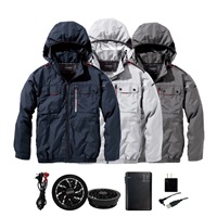 【空調服】ミドルファン長袖フードジャケット＋バッテリーファンセット